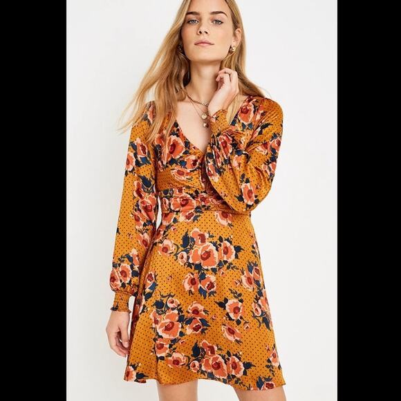 FREE PEOPLE Morning Light Floral Retro Printed Long Sleeve Mini Dress Size 0 - Picture 2 of 11